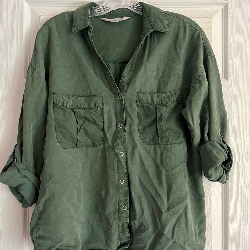 Zara Basic Forest Green Shirt